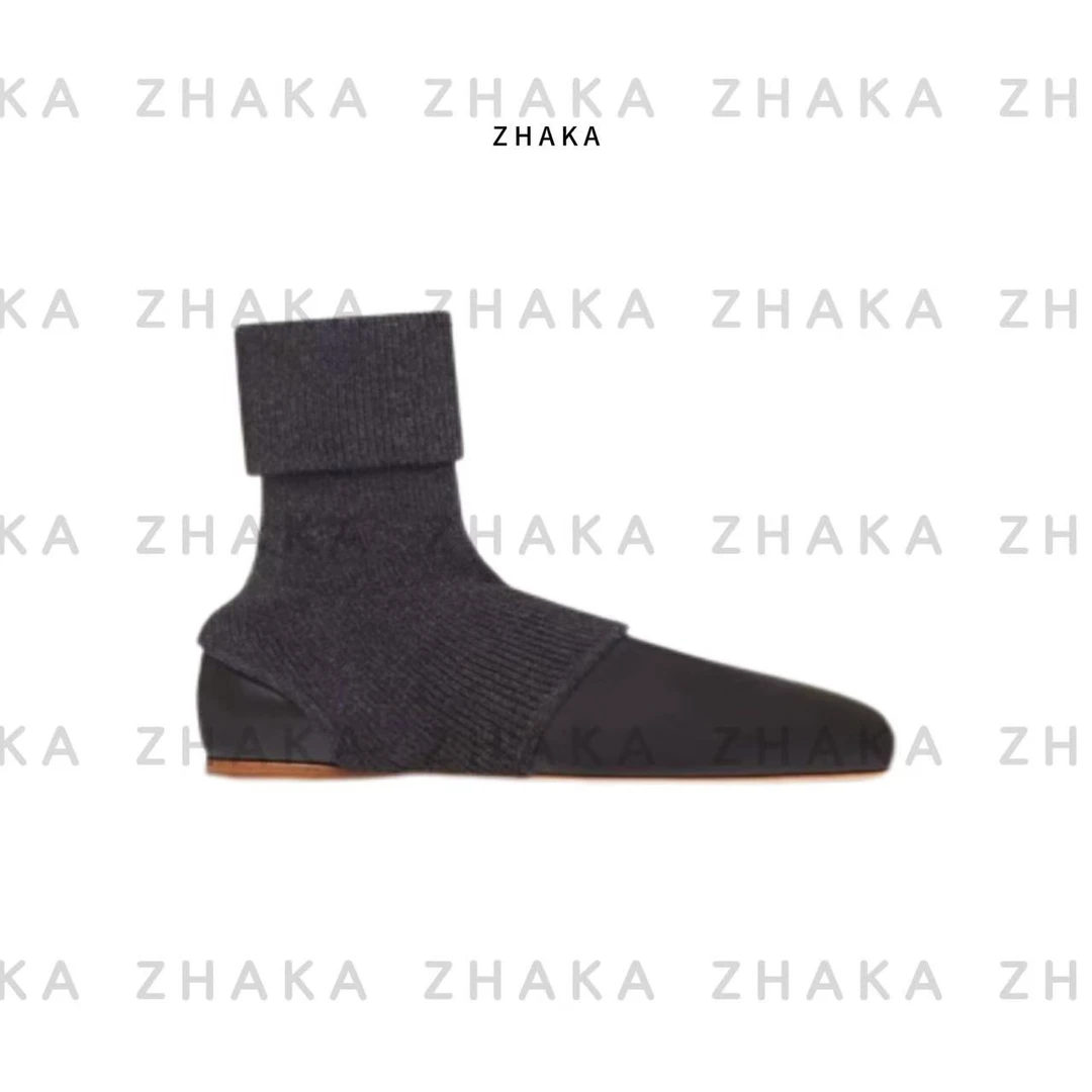 ZHAKA/羊毛针织暖腿袜短靴zk699