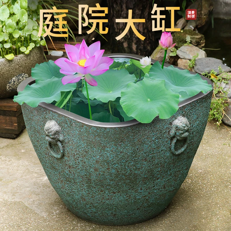 景德镇陶瓷摆件鱼缸流水喷泉家用鱼缸大号客厅加湿开业