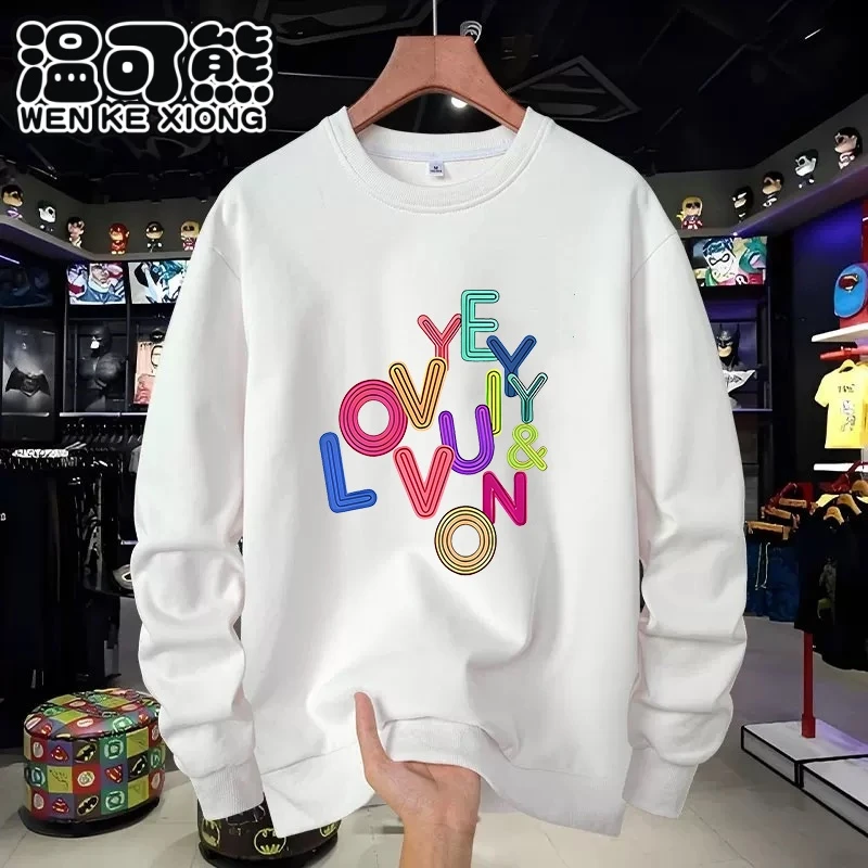 【厂家直销】秋冬季新款印花字母卫衣外套高级感百搭重磅圆领上衣