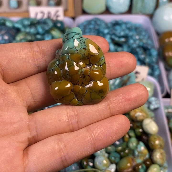 绿松石未镶嵌绿松石圆珠手链项链手链吊坠