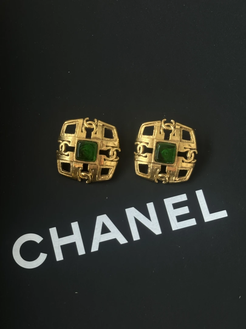 95新 Chanel/香奈儿 绿琉璃耳夹 5946869