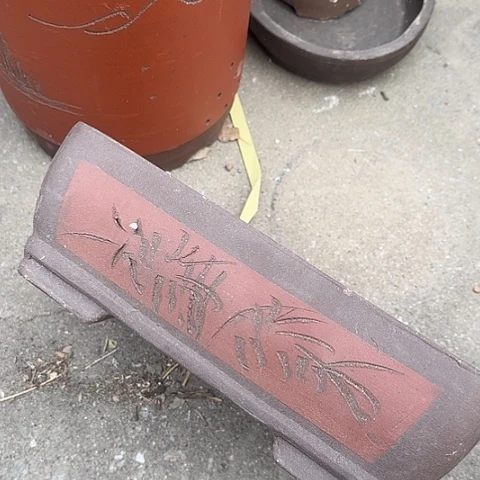 紫砂宜兴紫砂花盆29紫圆角马槽