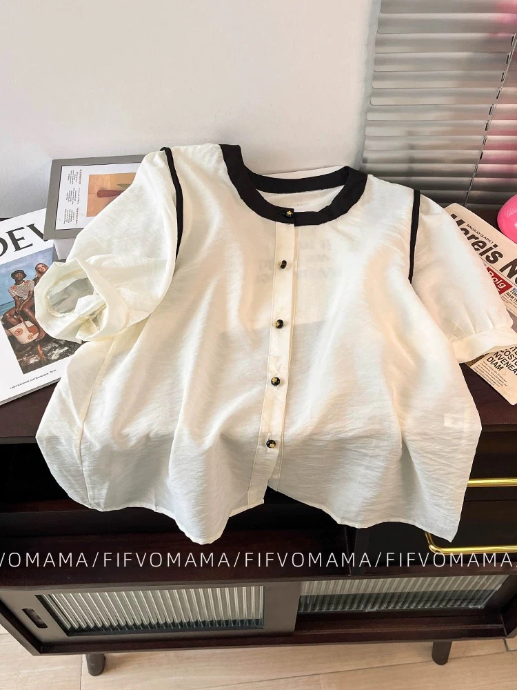 DD-882570领口撞色百搭天丝上衣