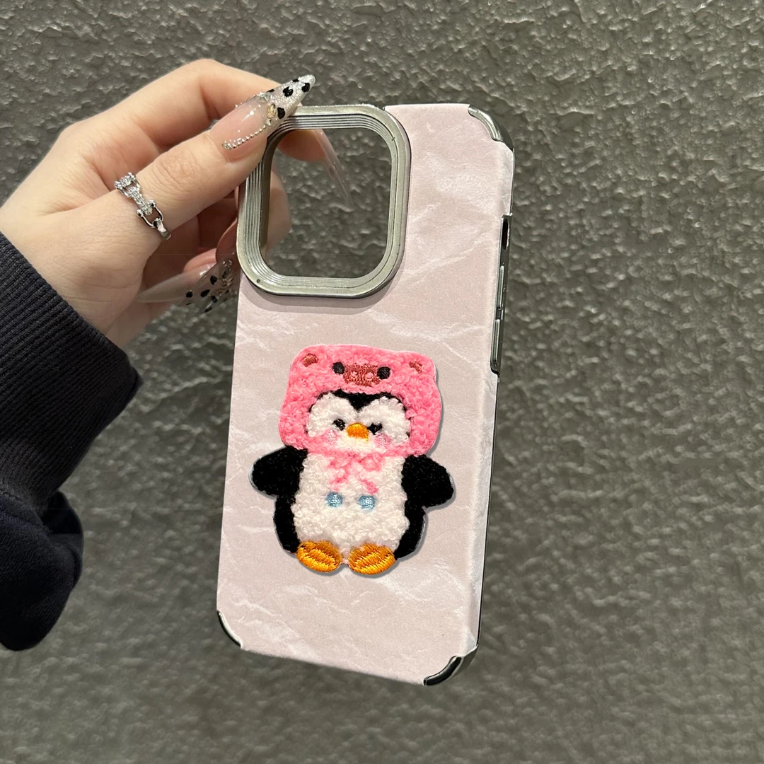 企鹅贴皮雪山纹适用华为OPPO荣耀VIVO小米苹果16手机壳iPhone15