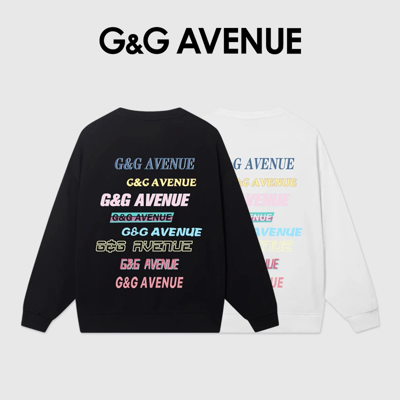 法国G&G AVENUE春秋新款潮牌卫衣男女同款字母印花宽松休闲打底衫