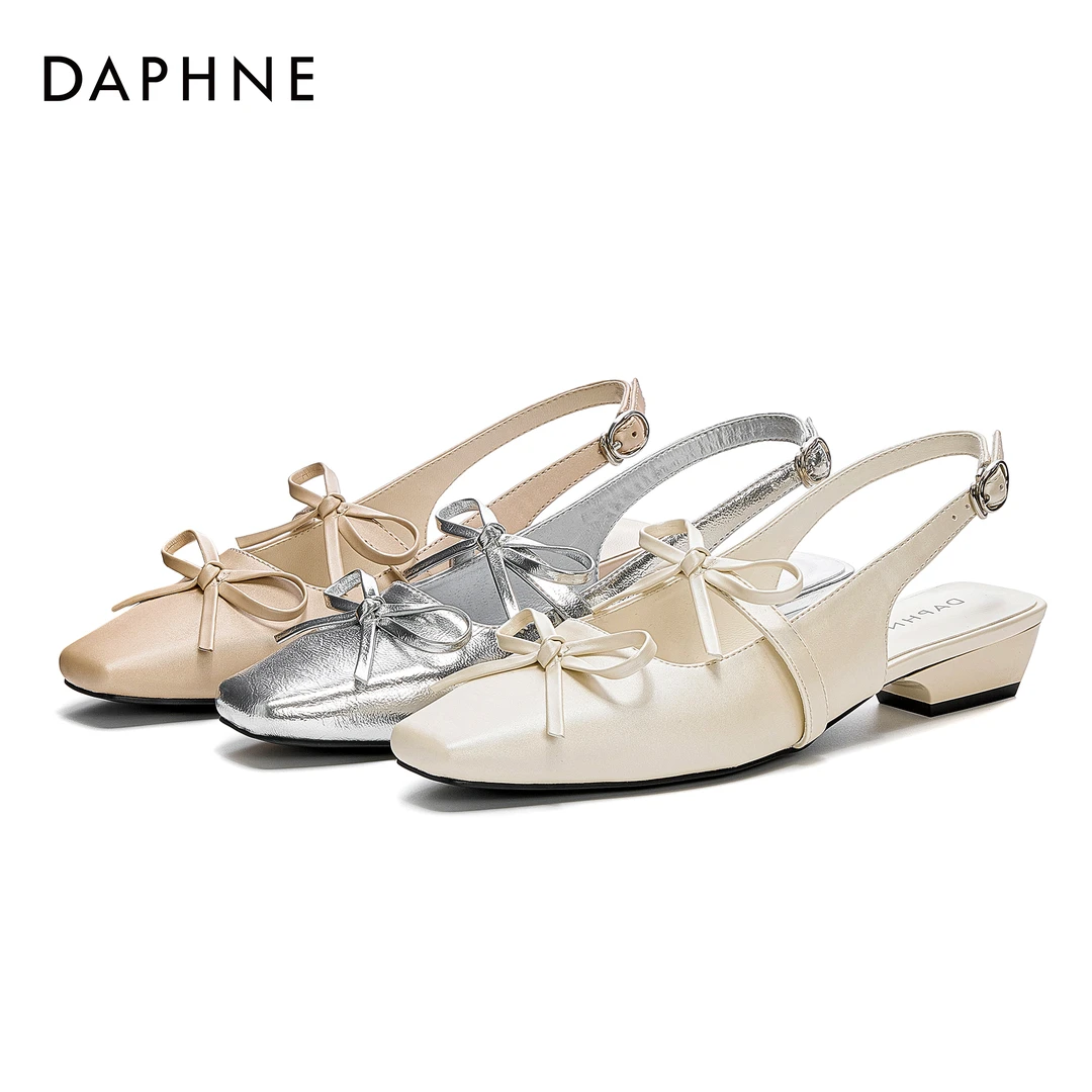 达芙妮新款气质粗跟凉鞋女款2025年夏季外穿蝴蝶结玛丽珍后空单鞋