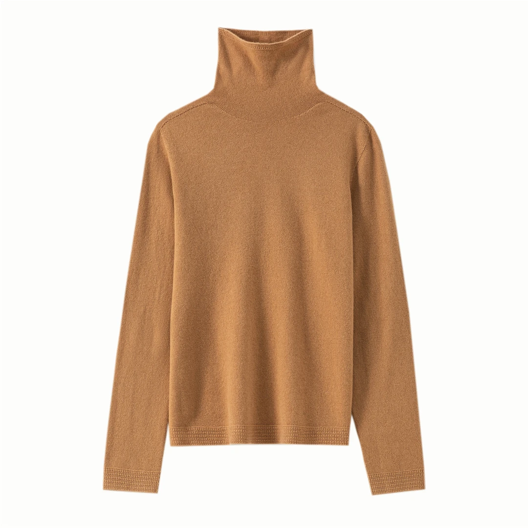 100棉羊毛无缝羊毛衫女秋冬休闲好看打底上衣高领针织衫百搭毛衣