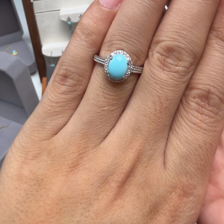 绿松石银S925镶嵌戒指