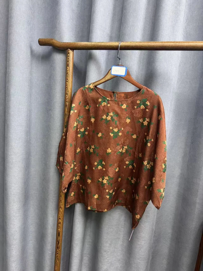 （瑕疵）新款时尚休闲香云纱圆领上衣L737