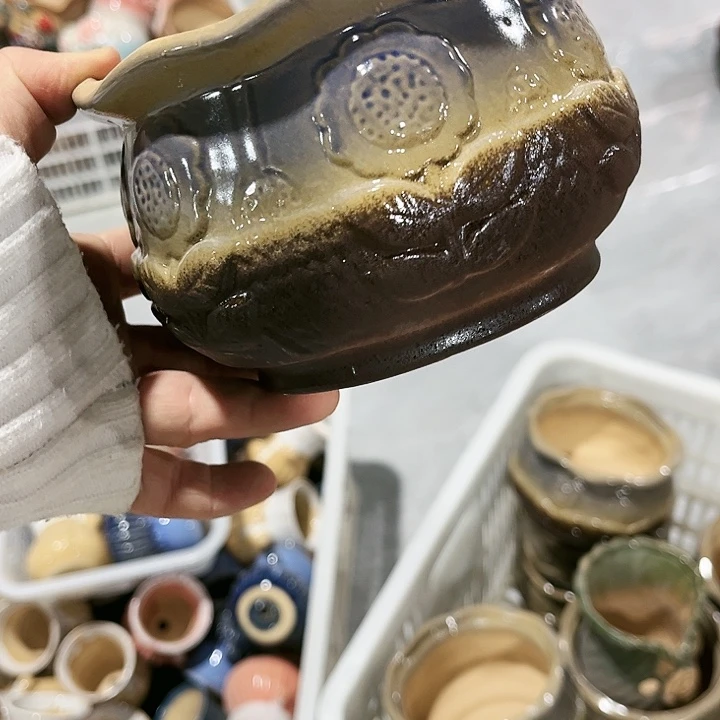 瓷片花盆多肉植物艺术品