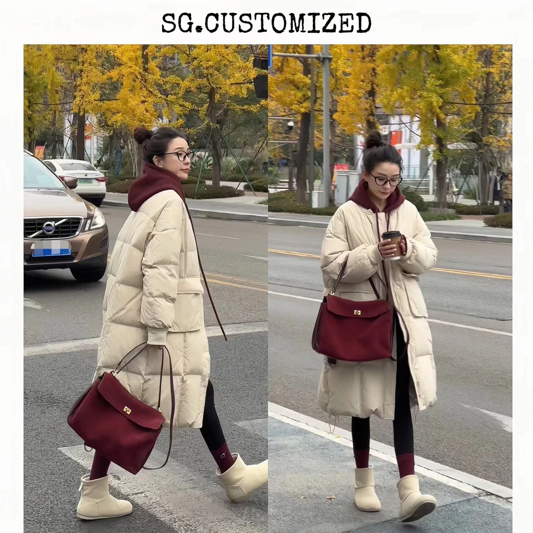 丁雅 韩版立领 大口袋长款羽绒服外套女WT-DY20249581