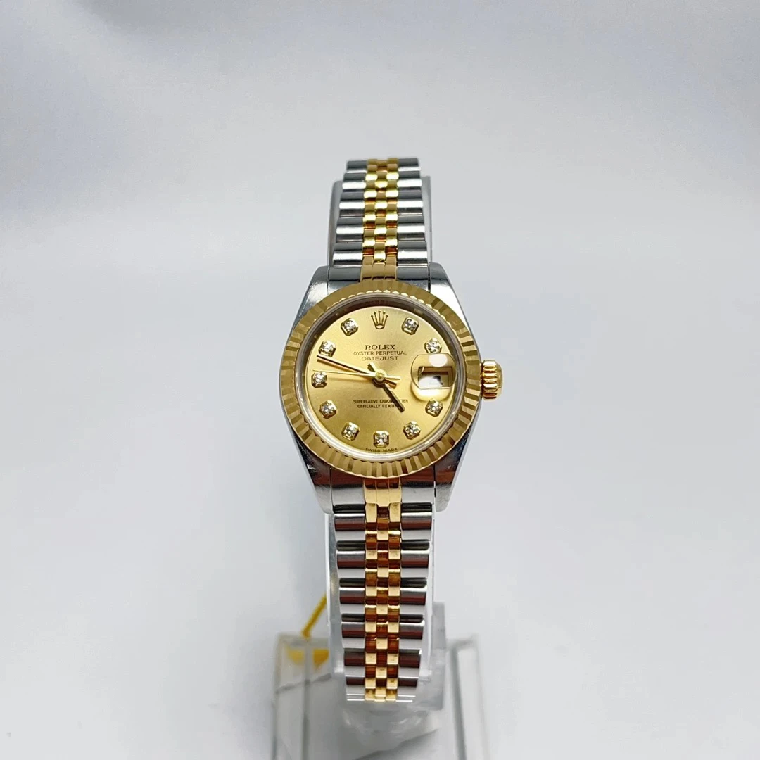 99新 Rolex/劳力士 79173/香槟金/原钻/26mm/自动机械/女表/精致