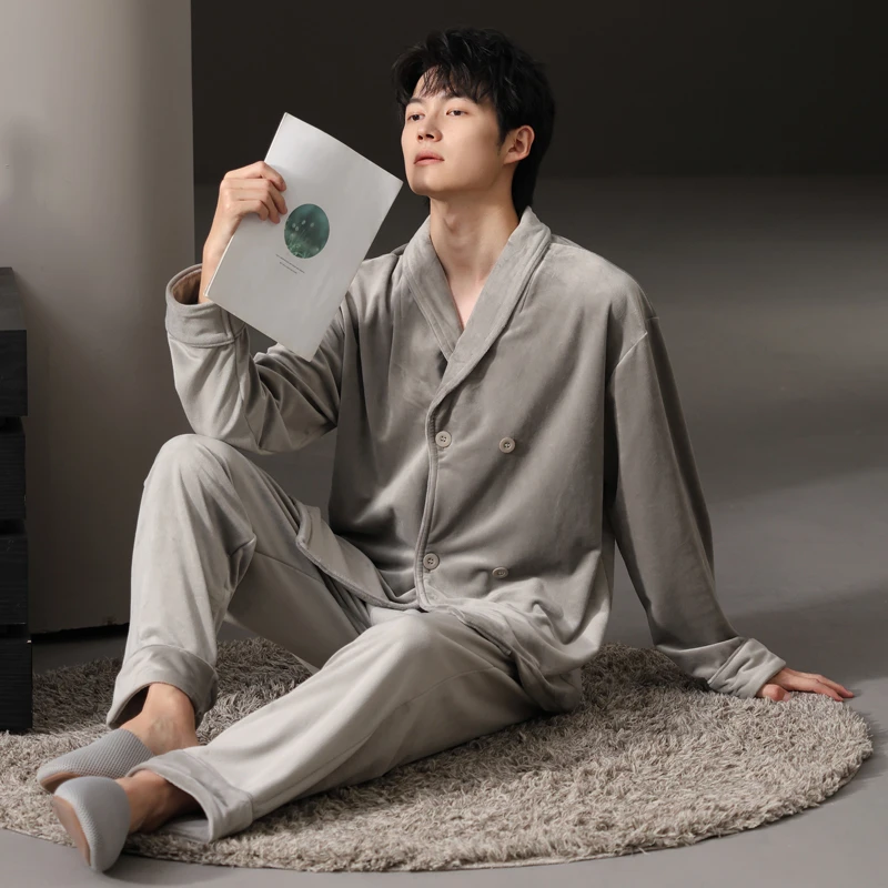 【海岛绒】秋冬款睡衣男冬款法兰绒保暖加绒加厚时尚休闲男家居服