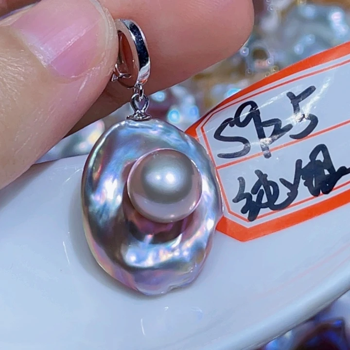 淡水珍珠银S925镶嵌颈饰