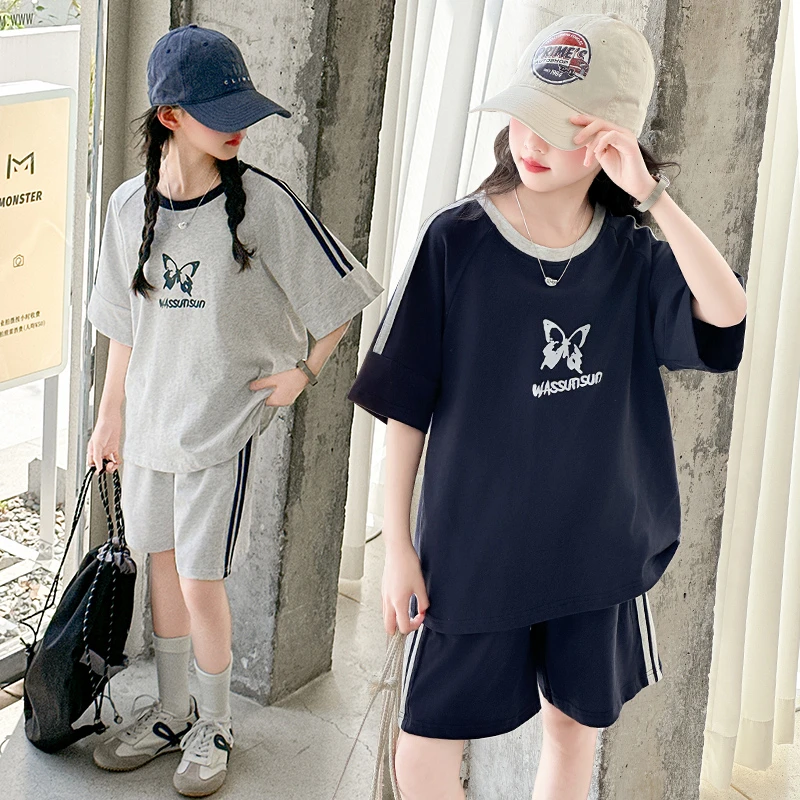女童夏装纯棉套装2025新款洋气儿童短袖短裤女孩运动夏季两件套潮