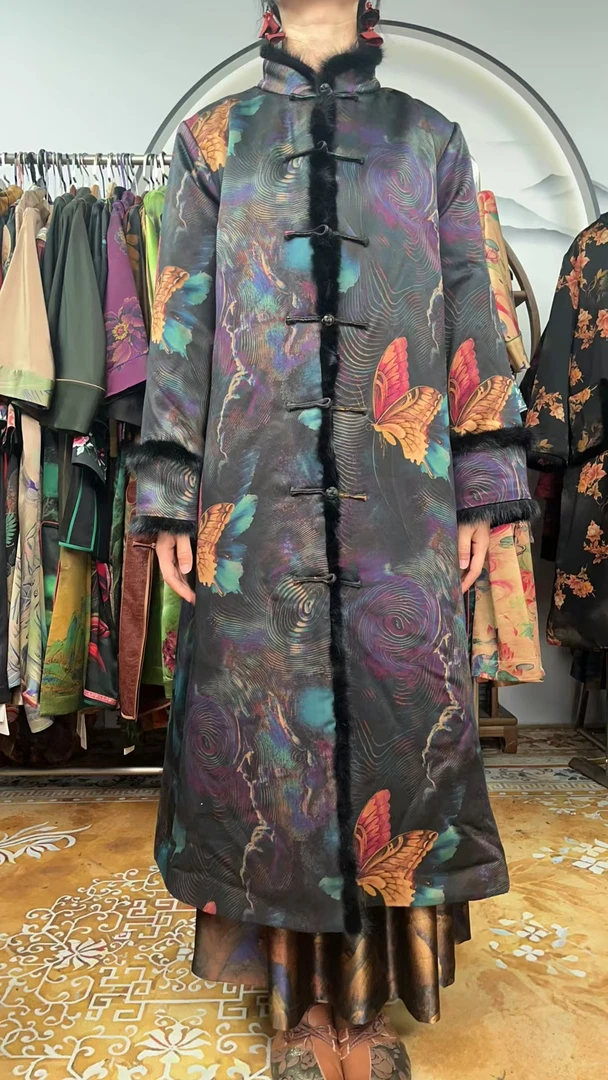 60姆米重缎蝶恋花棉服100桑蚕丝款