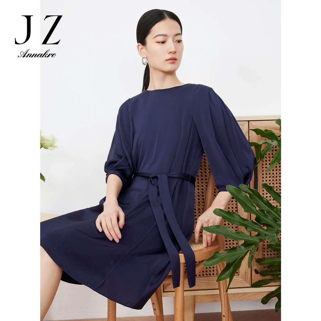 【岚岚专属】JZ玖姿JTDX50027仿真丝质感连衣裙女装夏季新款宽松裙