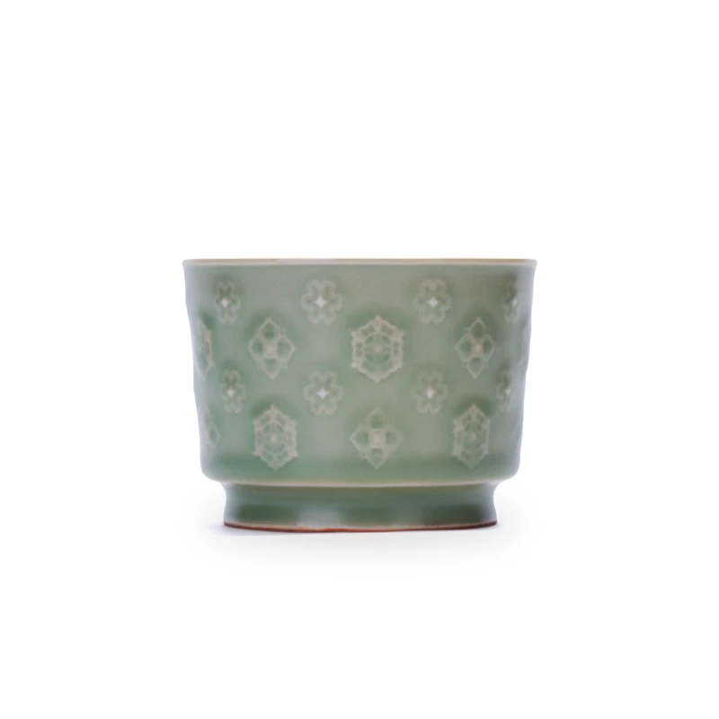 【梵山暮云】豆青釉 宝相花容天杯 约150cc st