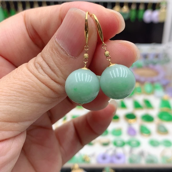 翡翠18K金镶嵌耳饰