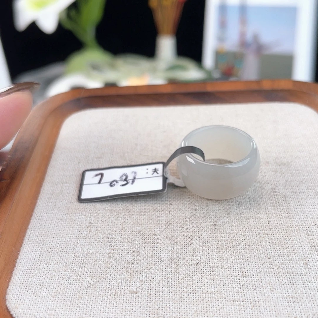 和田玉未镶嵌戒指U66冰紫墩墩16.6不退换