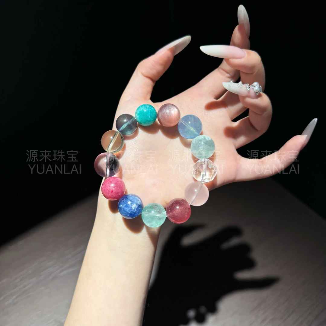 YYZ360*长岛冰茶*天然粉水黄水萤石手串