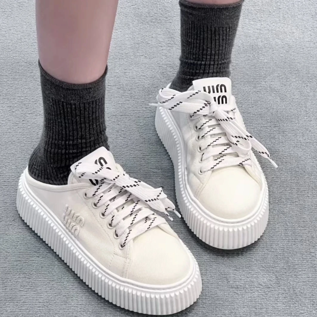 95新/Miumiu/缪缪/帆布包头拖鞋/38码/Xspk697