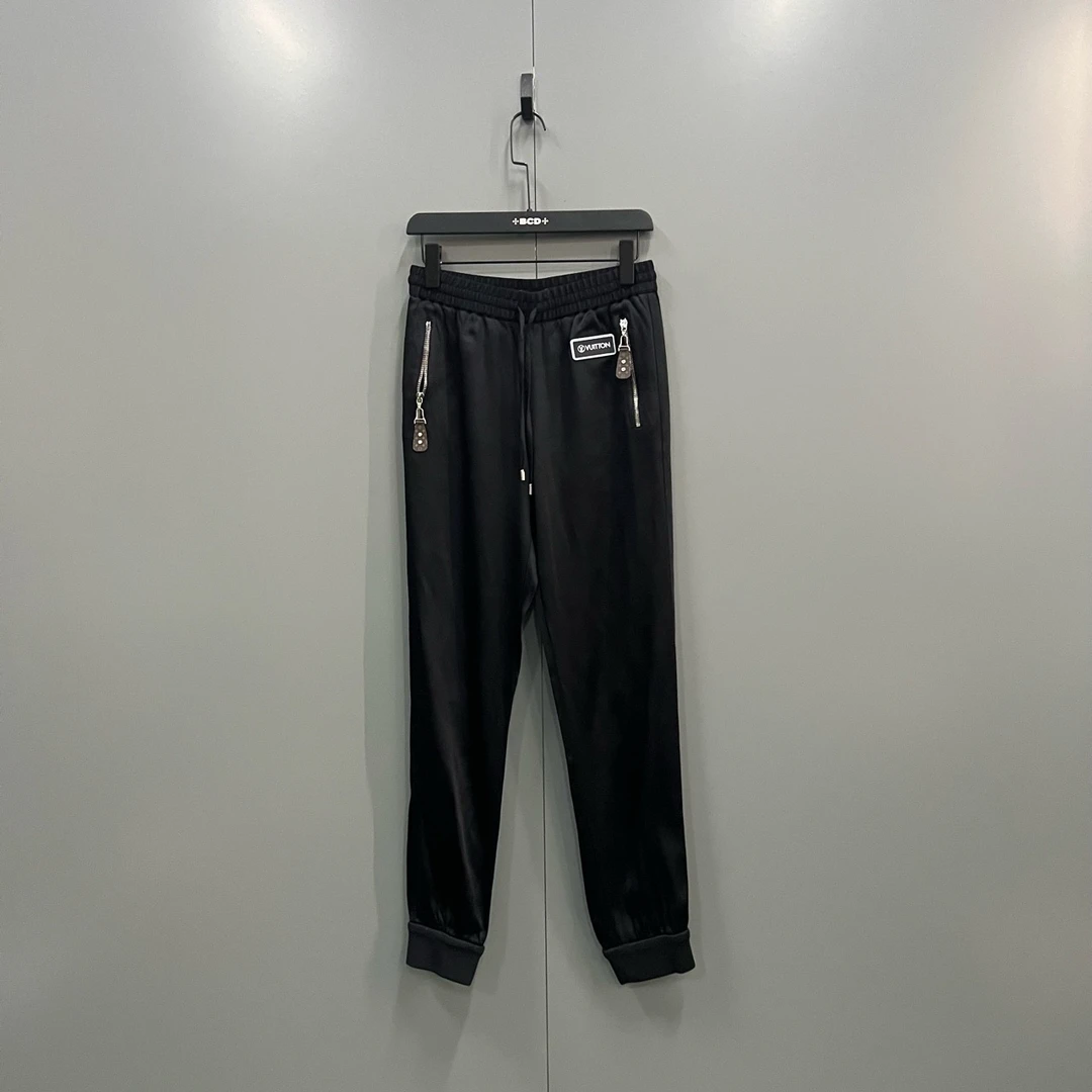 95新 LouisVuitton/路易威登 yy 黑色抽绳束脚裤36码 206452 勾丝