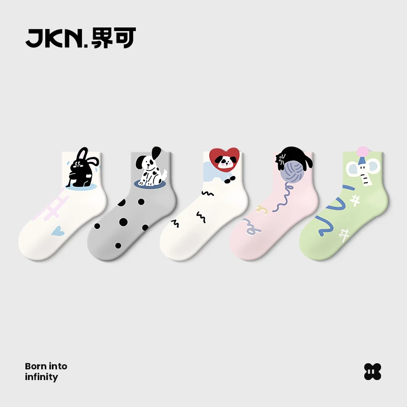 【JKN】卡通袜子女短筒袜春秋季ins潮外穿学生可爱日系中筒女棉袜zt