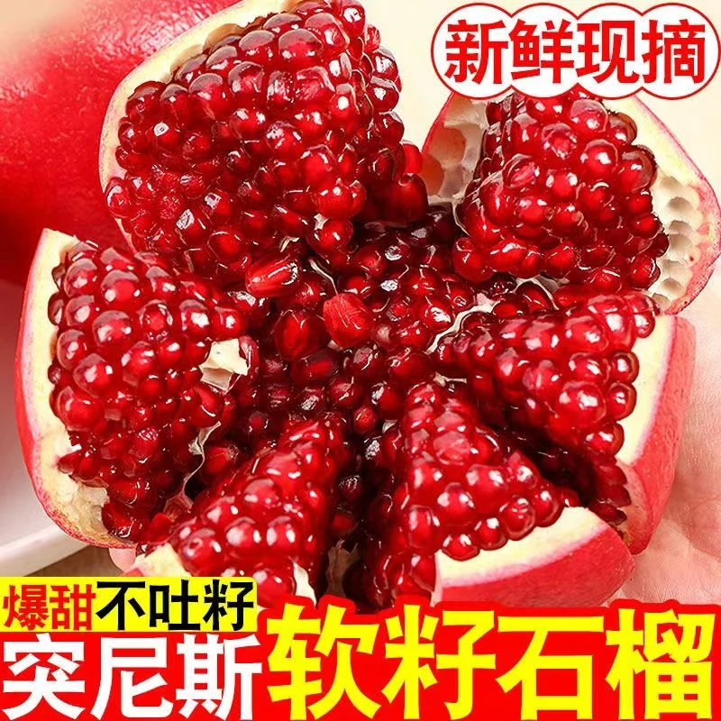 四川会理突尼斯软籽石榴新鲜应季汁水足皮薄饱满甜