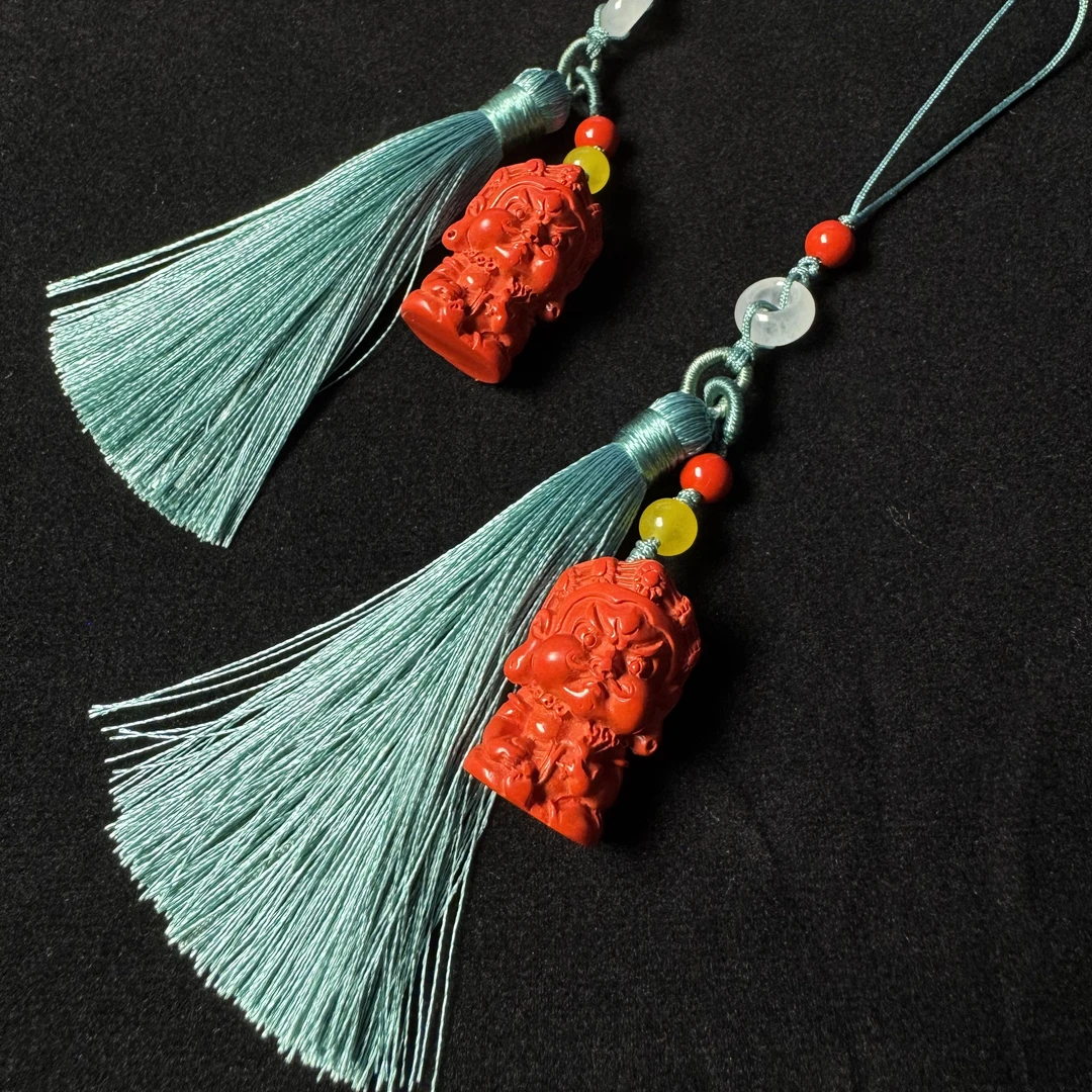 天然辰砂【羲嘉彤珠宝】大黑天朱砂手机挂件多样性发一FL-018