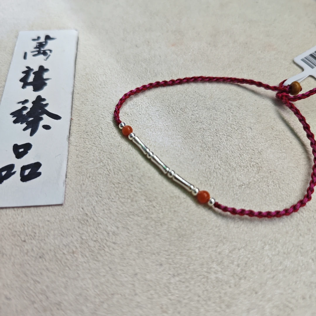 925银布艺手链 三竹节银手绳E331 zh