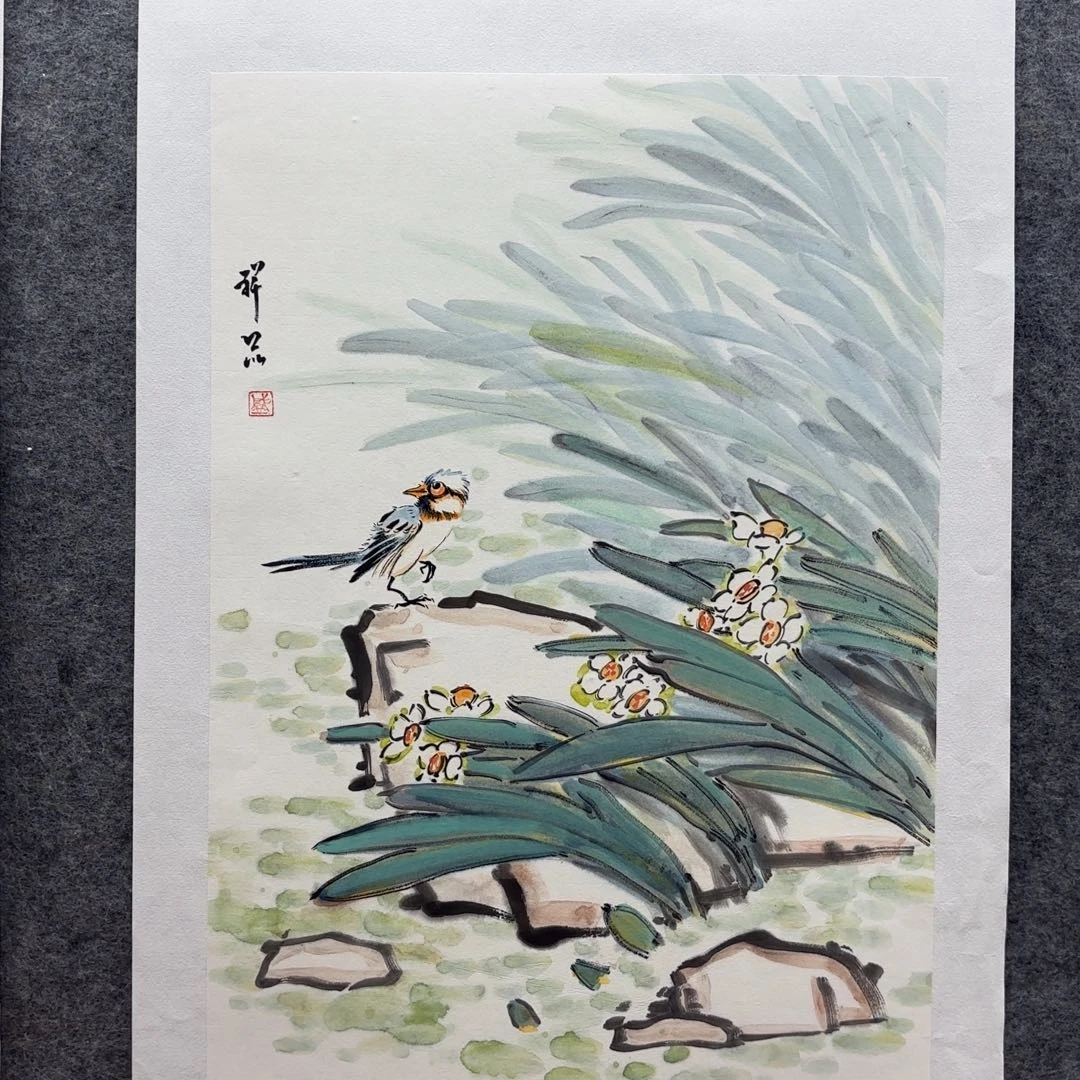 国画盛祥昆手绘水仙画