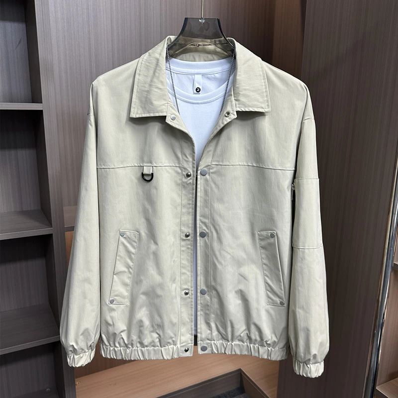 2025新款春秋季翻领夹克男士韩版秋季百搭休闲时尚外套男款上衣潮