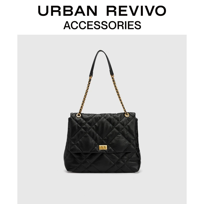 URBAN REVIVO2025春季新款女士小香菱格单肩斜挎包UAWB50045