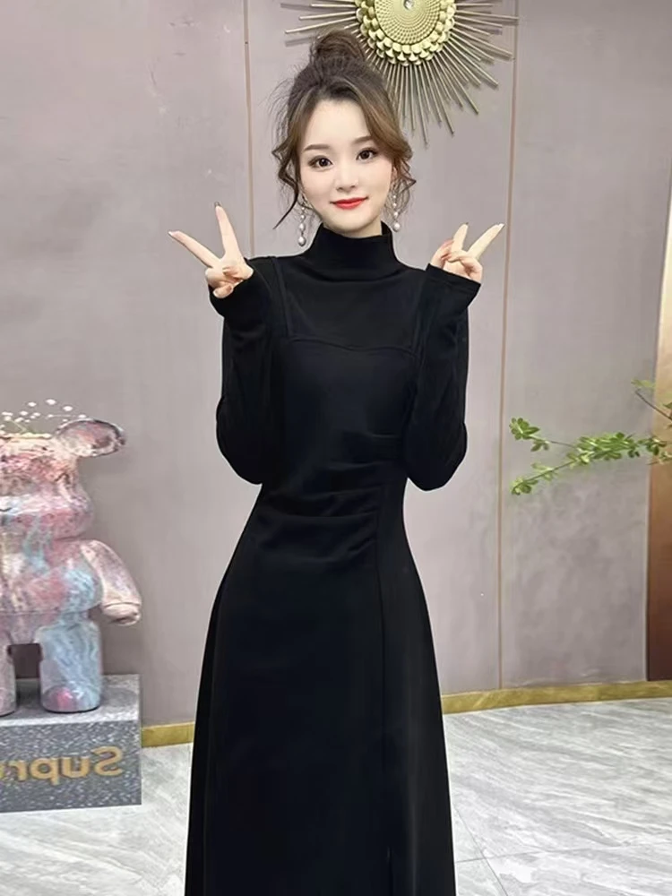 春季松紧腰碎花中长裙法式连衣裙汉服气质裙子中长款春装洋气