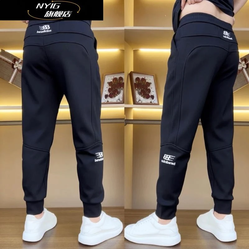 NYIG百搭男士束脚卫裤小脚裤防风男士休闲裤冬季时尚运动刺绣高端