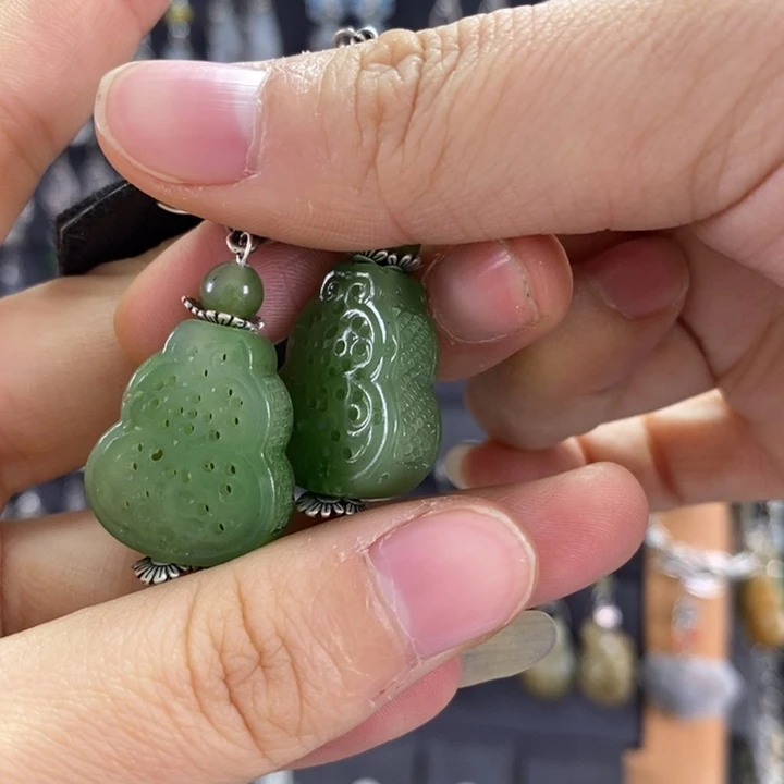 和田玉耳饰未镶嵌丹****yX23