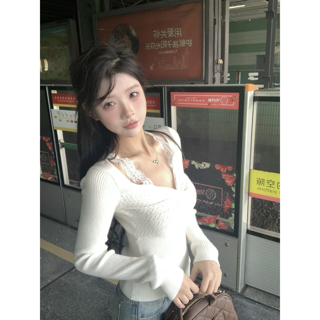 【七七清仓】米白色内搭打底时尚百搭设计感毛衣HJ2845#