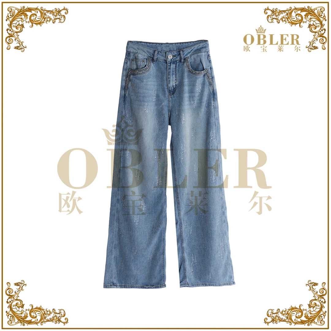 【欧宝莱尔】新款气质时尚轻奢女装牛仔裤896-9027