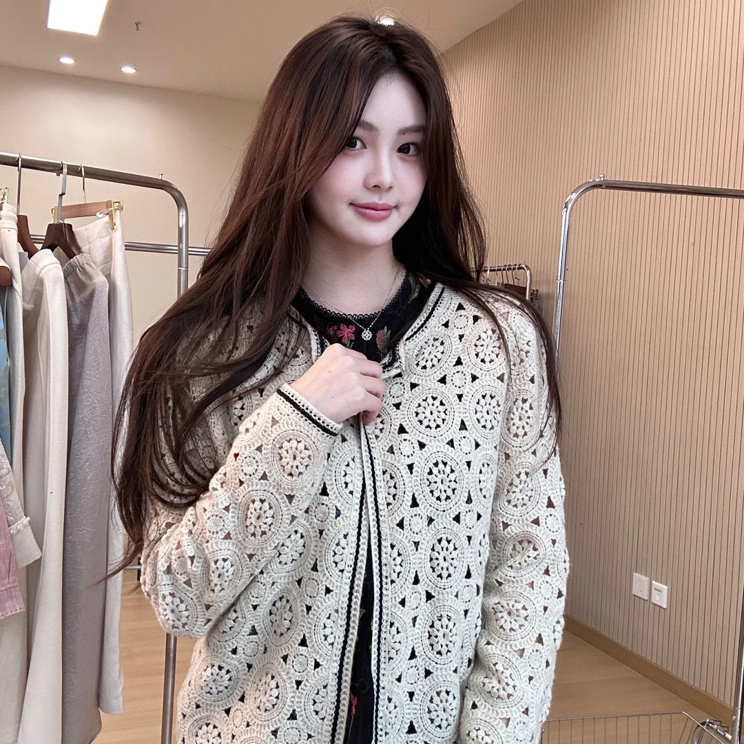 文艺镂空羊绒开衫【复古繁花】