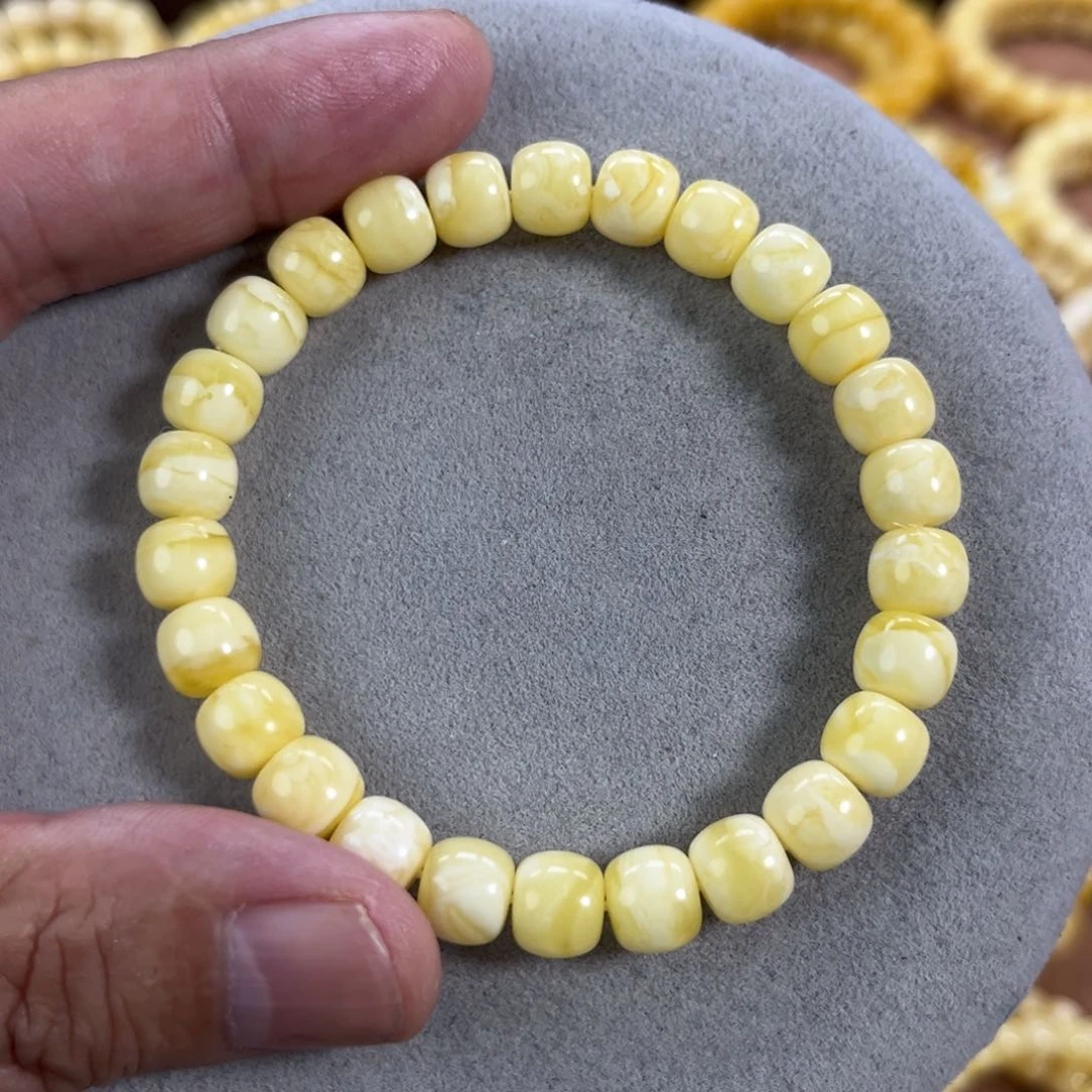 未镶嵌蜜蜡手串纯天然俄料白花8.5*7.5