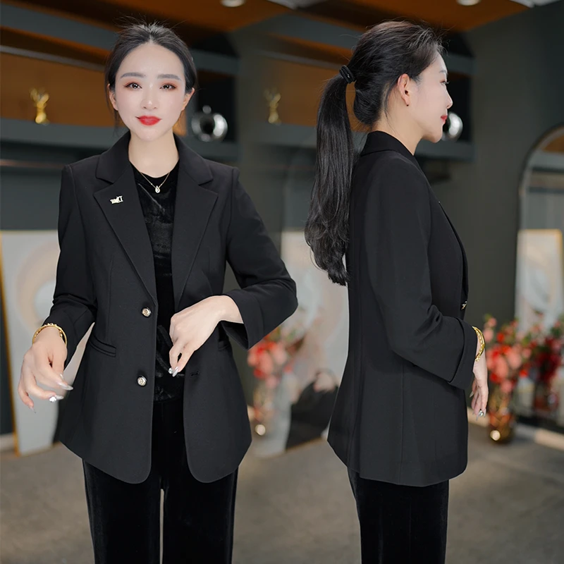 【高货定制】BF150黑色西装外套女2025新款春秋短款修身气质西服