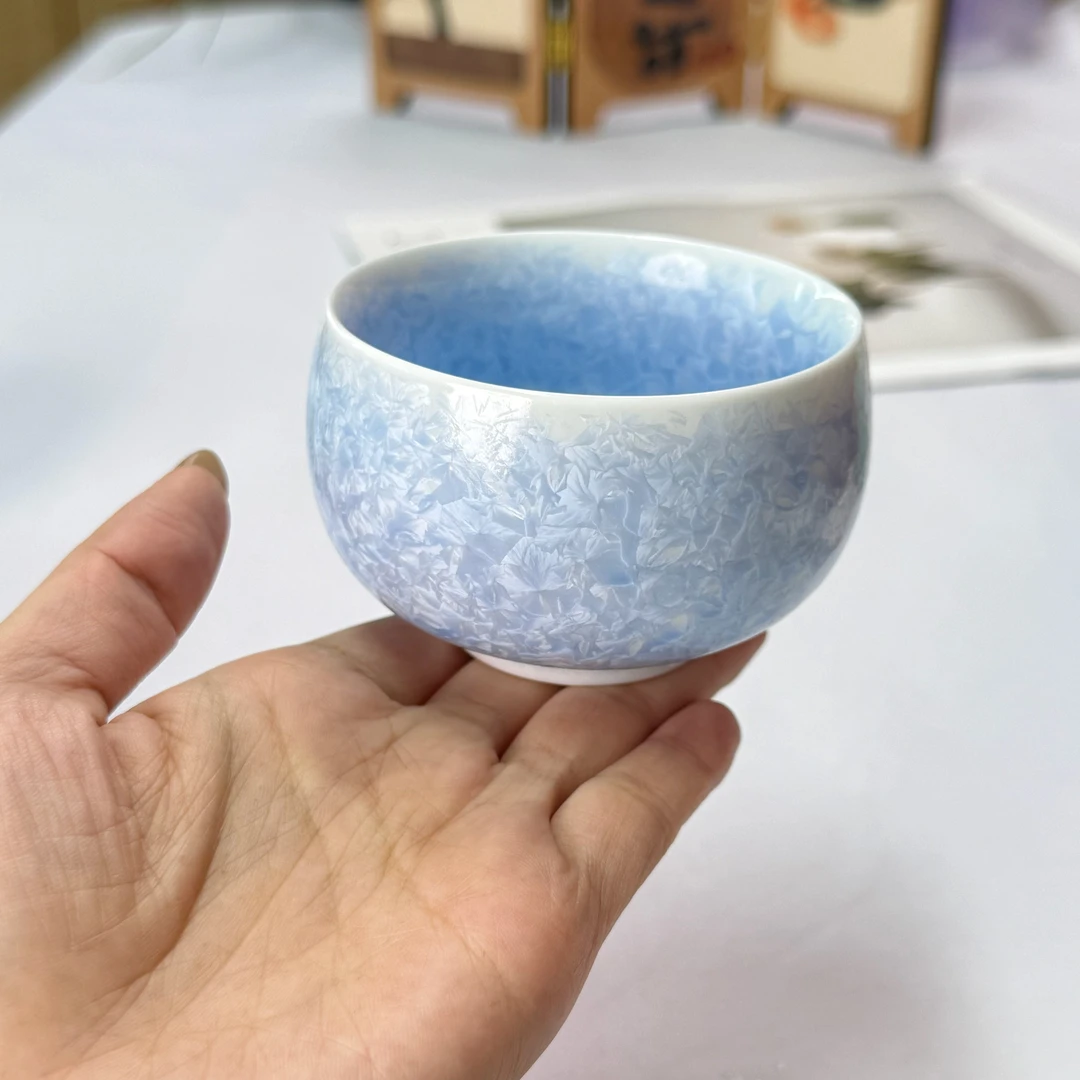 精致陶瓷窑变结晶釉禅定杯主人杯单个功夫茶具专用杯品茗杯
