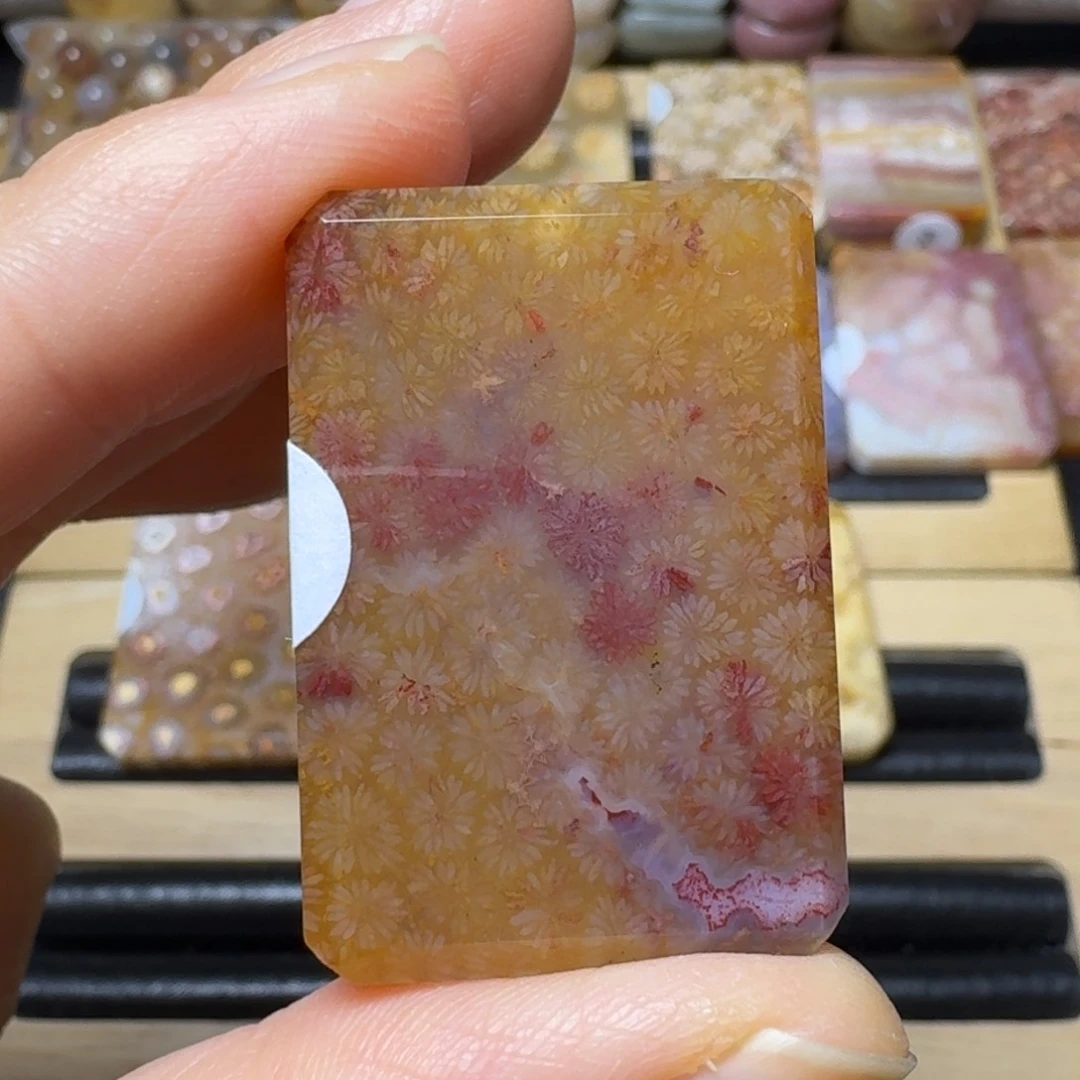 硅化玉飘紫红的枫叶未镶嵌