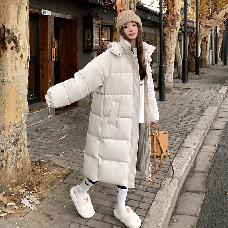 【欧猫】棉服女长款2024冬新款加厚保暖棉衣长款oversize面包服