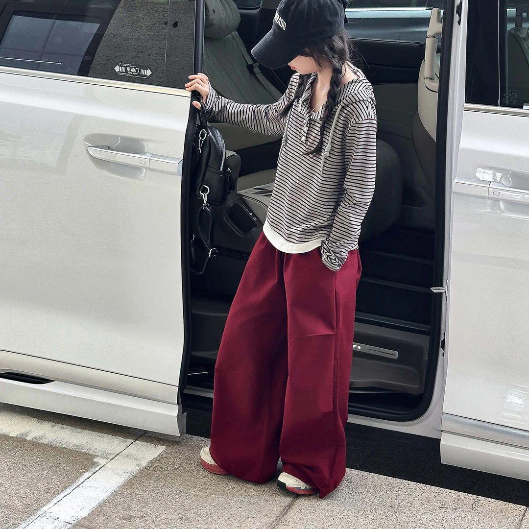 中大童韩版秋季2025休闲风常规条纹薄款上衣工装裤ins欧美风套装