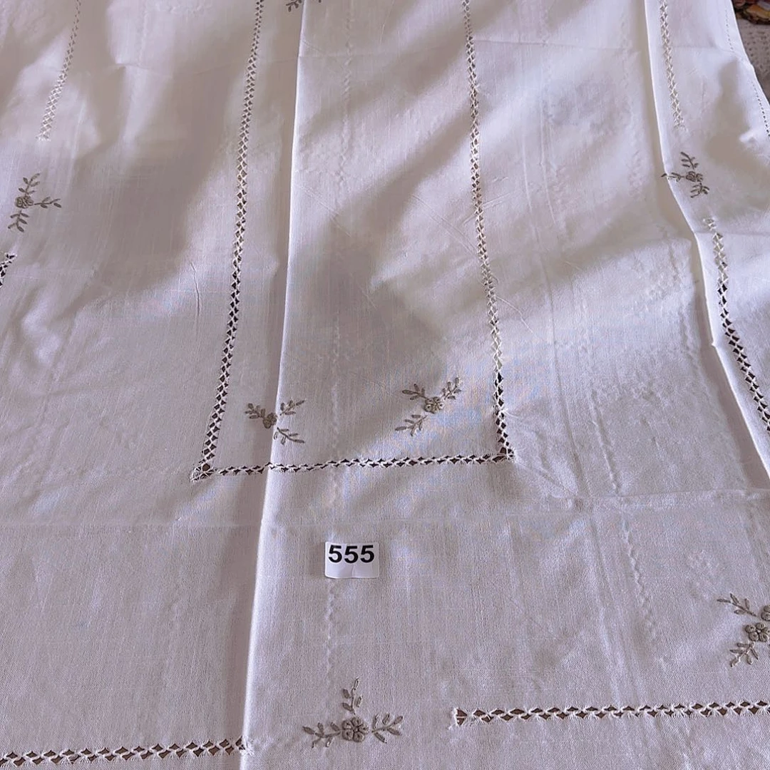 棉麻手绣灰绣茶几布90❌1.4，555号
