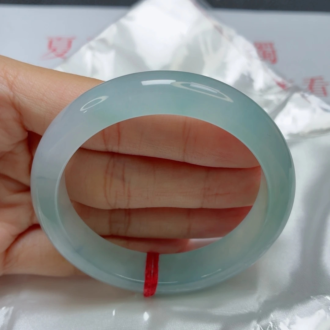 未镶嵌手镯翡翠老坑52圈冰透胶亮天空蓝021