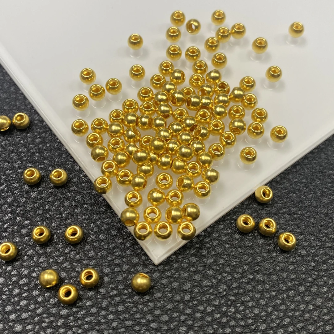 YZ3988-足金单珠哑光面4mm左右单珠配件OX(多样性发其一