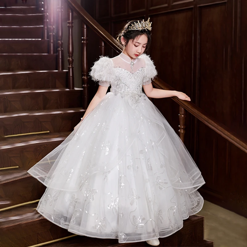 女童礼服小女孩生日公主裙洋气花童婚礼儿童主持人钢琴演出服夏季